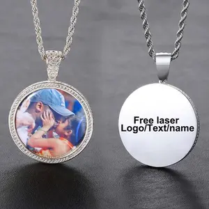 Custom Photo Necklace Men and Women Hip Hop Picture Pendant Charm Iced Out Logo For Mother Or Lover (Please send a DIY picture to customer service)