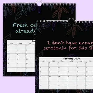 2026 Inspirational Wall Calendar, Creative Anti-Cliche Quotes Monthly Planner, Motivational Goal Setting Organizer, Perfect Gift for Family Friends Colleagues, Doodle Typography Calendar