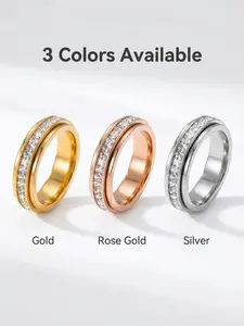 Unisex Rotatable Moissanite Ring, Titanium Steel Stress Relief Anxiety Ring, Size 6-11, Anti-Anxiety Jewelry, Comfortable Wear