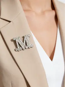 Women's Elegant Brooch Pin, Trendy High-End Suit Sweater Accessory, Letter Pattern, All Seasons Wear, No Precious Metal Plating