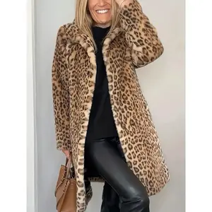 NewWomen's Elegant Leopard Print coat - Long Formal & casual outerwear, Machine Washable & Dry Cleanable Winter Jacket for Parties, Office, Everyday Outfits - Sophisticated Women's Clothing Womenswear Uniforms Can be used with a raincoat