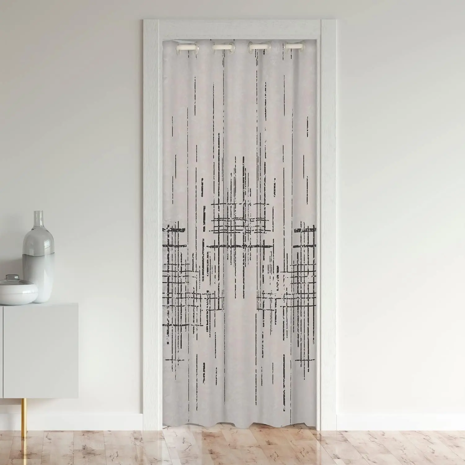 Feelyou Vintage Abstract Doorway Curtain - 34"x80" White All-Over Print Blocking Art Style Curtain, 30%-50% Blackout, Messy Rust Design, Modern Grunge Art, Insulated Thermal, Privacy Protection for Kitchen, Bedroom, All-Over Print Curtains