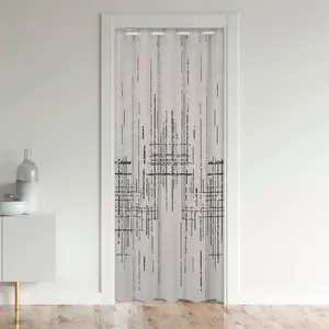 Vintage Abstract 30%-50% Blackout Door Curtain,34"x80" White Messy Rust Closet Door Cover Curtain,Modern Grunge Art Room Divider Curtain Cover