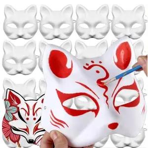Anime Halloween Foxes Mask Japanese Cosplay Rave Hand-Painted Anime Demon Slayer Half Face Cat Masks Festival Party Props 2024