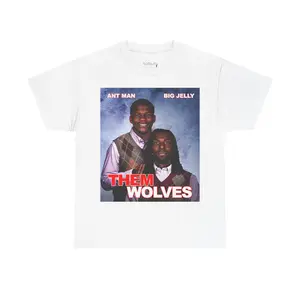THEM WOLVES TEE - Casual Classic Cotton T-Shirt with Graphic Print Featuring "ANT MAN" & "BIG JELLY" Text Menswear Top