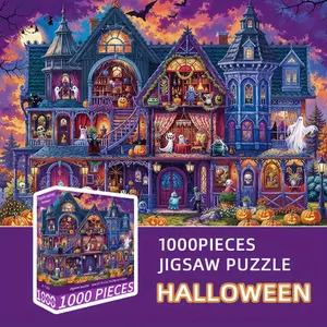 1000pcs Spooky for halloween Haunted Castle Jigsaw Puzzle - 70x50cm (27.5x19.7 Inches) Large Challenging Puzzle with Letter Hints, Vibrant Gothic Mansion Design, Perfect for halloween Gift For Adults & Family, Finished Puzzle Can Be Framed As Eerie