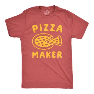 Mens Pizza Maker T Shirt Funny Italian Food Dad Baby Announcement Tee Mens Funny T Shirts Cool Vintage Fashion T-Shirt Gift Classic Menswear Funny Food Short Sleeve Novelty Tees for Guys Red