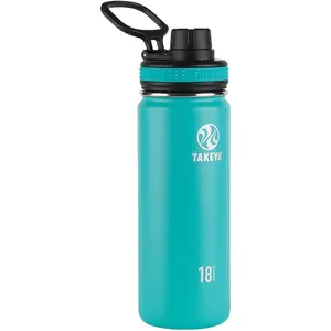 Takeya Originals 18 Oz Vacuum Insulated Stainless Steel Water Bottle with Straw Lid, Ocean Takeya