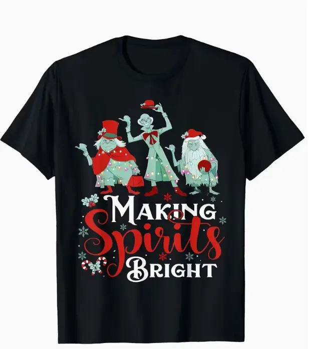 Funny Retro Christmas TShirt for S Unisex Short Sleeve Tee with Making Spirits Bright Slogan Ghostly Carolers (Casual Fit) Holiday Party Outfit YearRound Wear for MeRetro Casual Short-sleeved T-shirt with a Round Neck and Printed Pattern Suitable