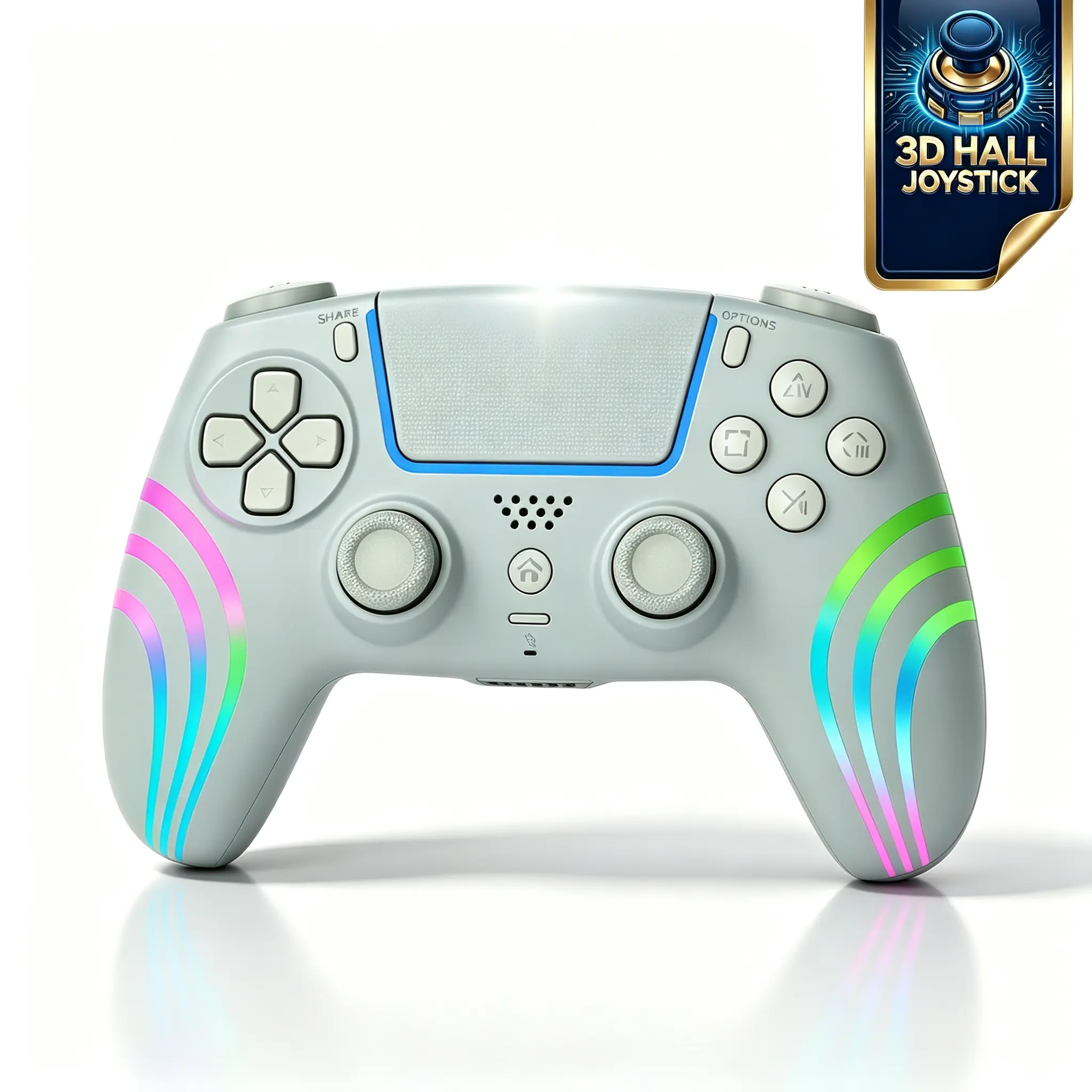 PS5 wireless controller with RGB lighting — Bluetooth controller for PS5, anti-drift sticks, 4ms low latency, dual vibration, motion sensing, programmable buttons, 1000mAh fast-charging battery, game console accessory