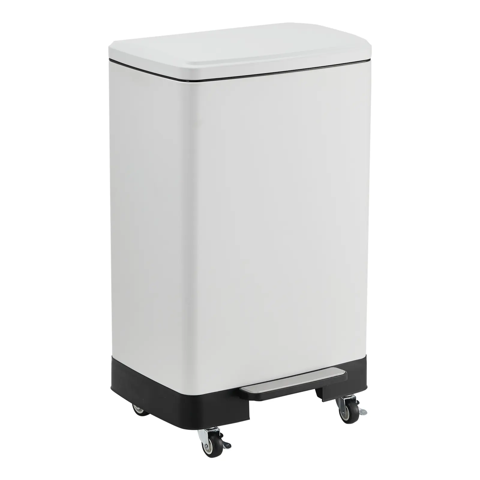 60L Large Capacity Step‑On Pedal Stainless Steel Kitchen Trash Can – Soft Close Lid, Removable Inner Bucket, Fingerprint & Odor Resistant, Smooth Rolling Wheels – Garbage Bin for Home