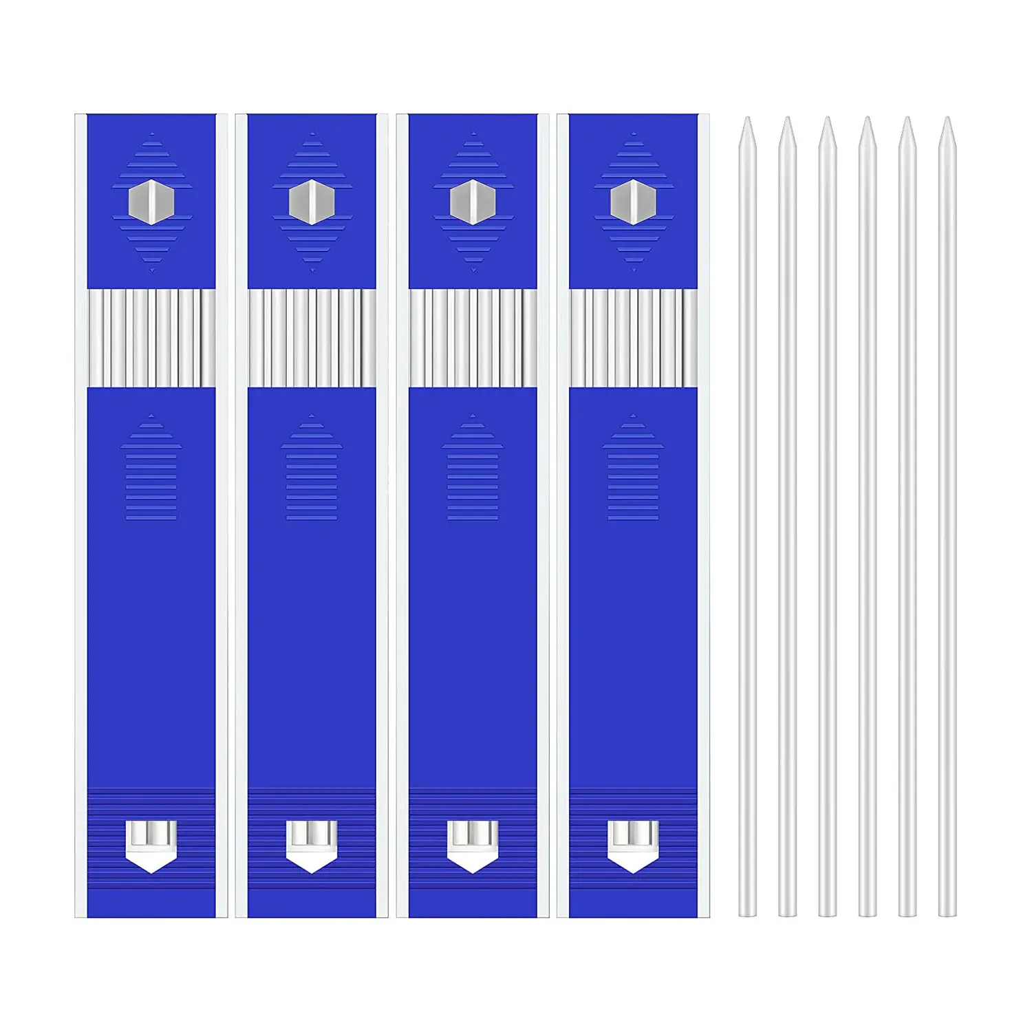 24-Pack White Clay Pencil Refills, 2.8mm Waterproof Sharpened Tips, 12cm High Visibility Marking Tool, Universal Fit for Deep Hole Markers, for Construction, Metal, Plastic Surfaces, Easy to Carry