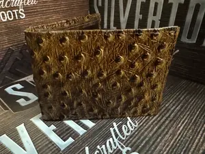 Wallet ostrich print brown
