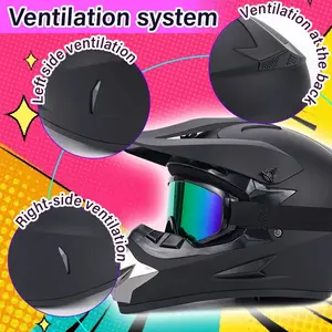 Motorbike Full Face Helmet For Adult Dirt Bike Helmet Goggles Gloves And Face Mask Matte Black