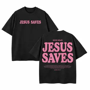 Jesus Saves Unisex Washed T-Shirt, Jesus Tee, Jesus Tshirt , Christian Apparel Streetwear Menswear Oversized Top Men and Women Menswear Tops , Gym Pump Cover Graphic Men's Regular Fit washed