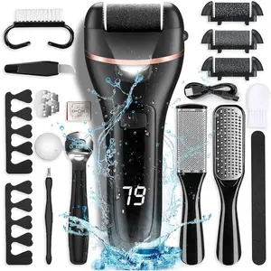 Electric Foot Callus Remover with 3 Roller Heads 2 Speed Rechargeable,Professional Pedicure Pedicure Kit Waterproof Foot Scrubber File,Pedicure Tools,Foot Care for Dead Hard Cracked Dry Skin