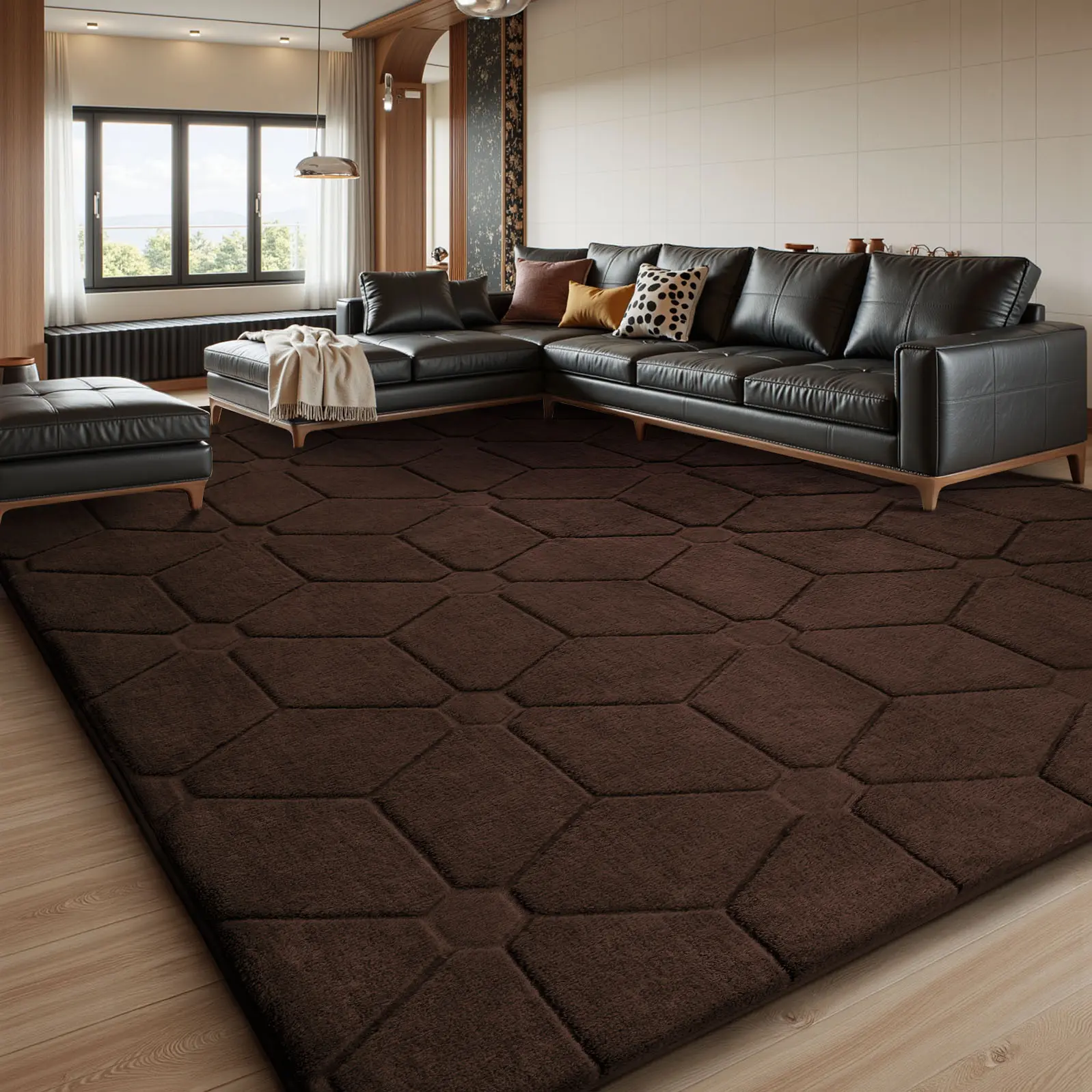 FAMVAL Modern Diamond Pattern Area Rug, Fluffy Non-Slip Soft Floor Mat for Bedroom Dorm Nursery Kids Room