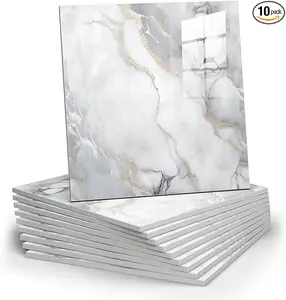 10pcs Marble Peel and Stick Backsplash Waterproof Washroom Wall Panels, Peel and Stick Tile, PVC Foam Wall Panels for Kitchen,Bathroom,Living Room,Colorful (Not Real Tile,11.8" x 11.8")