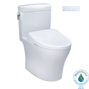 TOTO WASHLET+ Aquia IV Cube Two-Piece Elongated Dual Flush 1.28 and 0.9 GPF Toilet with S7 Contemporary Bidet Seat, Cotton White - MW4364726CEMFGN#01, MW4364726CEMFGNA#01
