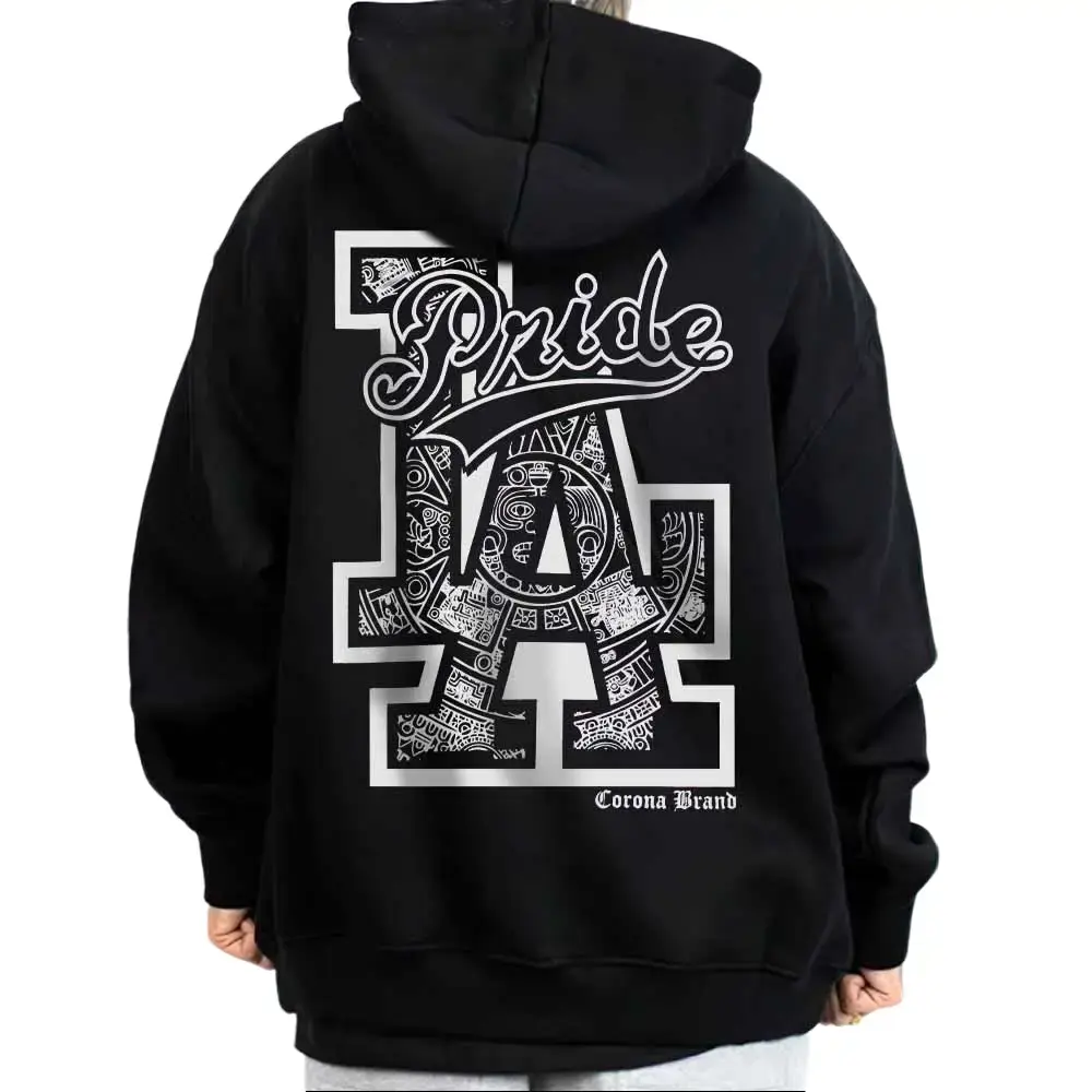 Men's Graphic Streetwear Hoodie, Casual Oversized Pullover, Long Sleeve Chicano Style Cotton Blend Sweatshirt