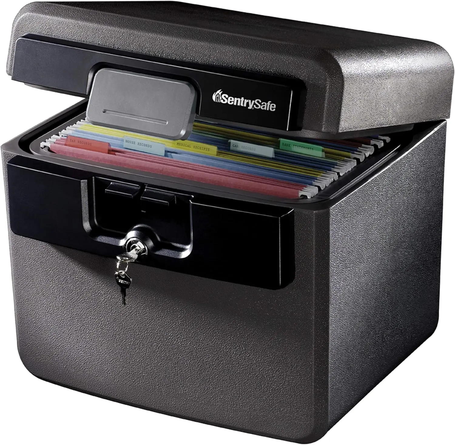 Black Fireproof & Waterproof Safe: Key-Locked File Folder and Document Storage