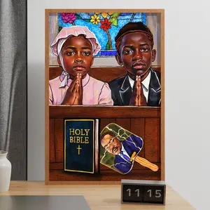 Black Children Praying Poster Print, Christian Sunday Service, Spiritual Church, Inspirational Black Art, Faith Wall Decor, Bible, Nursery
