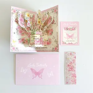 Holiday Surprise Greeting Cards, 3D Three-dimensional Flower Bouquet Greeting Cards, Retro Flower Greeting Cards, Blessing Message Cards, Gift Set Greeting Cards