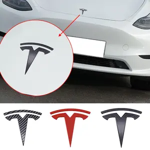 Tesla Front & Rear T Logo Emblem Replacement for Model 3 Model Y Model S Model X, High-Quality Car Accessories, Easy Installation