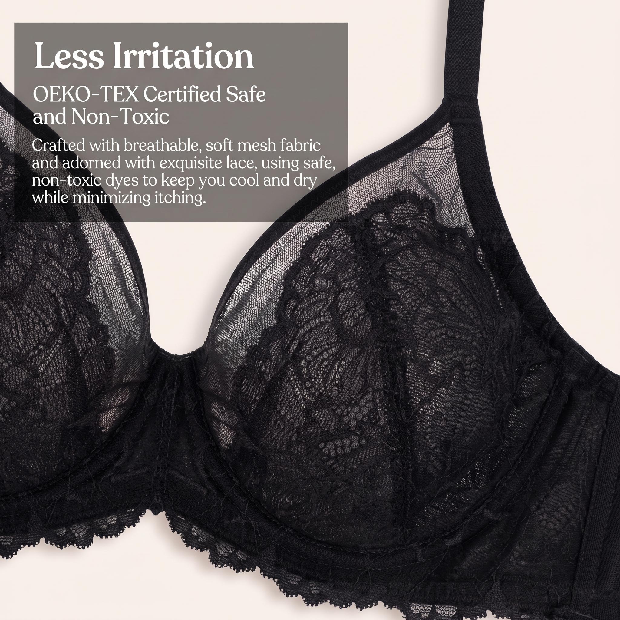 HSIA Blossom Floral Soft Lace Unlined Sheer Mesh Full Coverage Plus Size Non-Padded Underwire Bra Womenswear HSIA Blossom Floral Soft Lace Unlined Sheer Mesh Full Coverage Plus Size Non-Padded Underwire Bra Womenswear