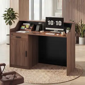 Sikaic 47 inch Reception Desk with Lockable Drawer, Modern Front Desk with Storage Cabinet for Salon Office or Retail Checkout summergarden