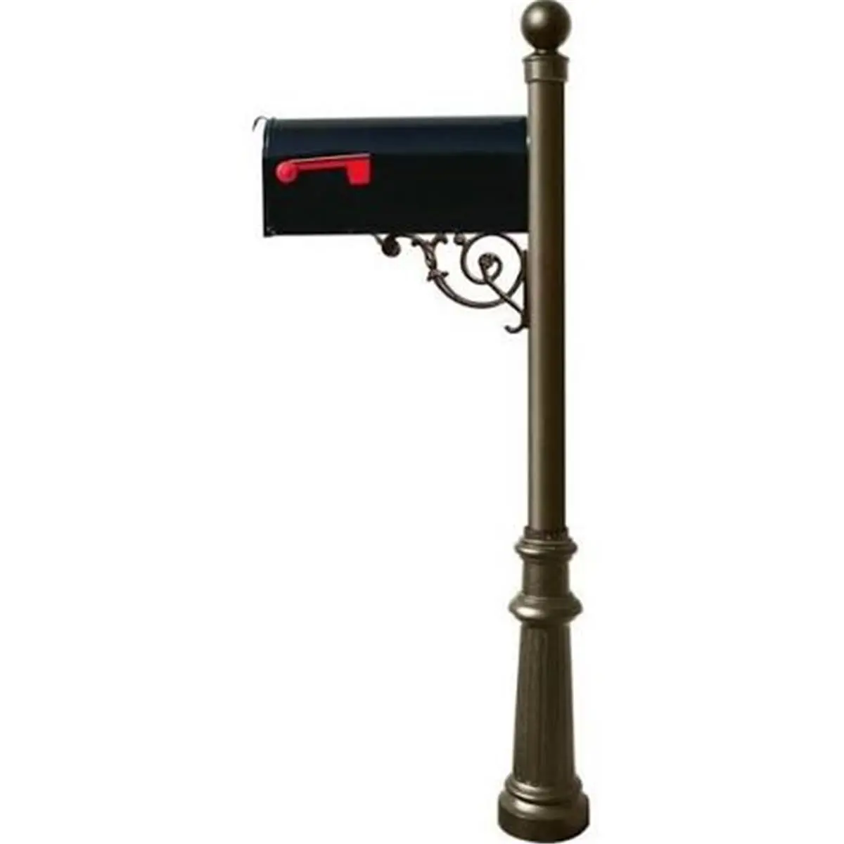 Lewiston LPST-804-E1-BZ E1 Economy Mailbox System with Fluted Base & Ball Finial, Bronze
