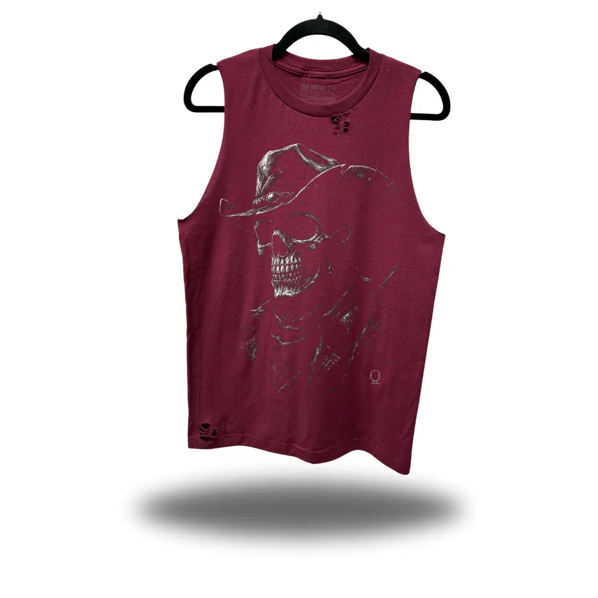 Men's Graphic Round Neck Regular Fit 3XL Ring-Spun Cotton Dead Cowboy Road Rash Maroon Sleeveless Tank Top Undershirt, Medium Length, Fade Effect