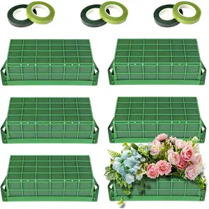 Floral  Cage, 6 Pack  Cage Blocks for  Flower, Green Dry Flower Cage Holders for Artificial Flower Arrangement, Wedding Holiday, Interior and Garden Decorations