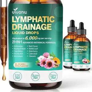 21-in-1 Liposomal Lymphatic Drainage Herbal Supplement Drops for Adult Immune & Lymph System Support, with Echinacea, Dandelion, Burdock, Bromelain, Calendula, Turmeric & More