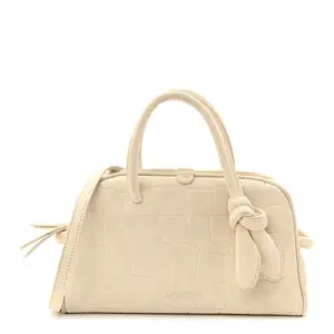 Pre-owned jacquemus Suede Shoulder Bags Crocodile Embossed Le Petit Turismo Ivory