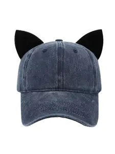 Cute cat ears baseball cap women summer soft top caps student couple personalized hat men hip hop streetwear