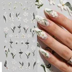 Spring Jasmine Nail Art Stickers, Plant Flower Design, Women's Nail Decals, Glitter Finish, Seasonal Limited Edition, DIY Manicure