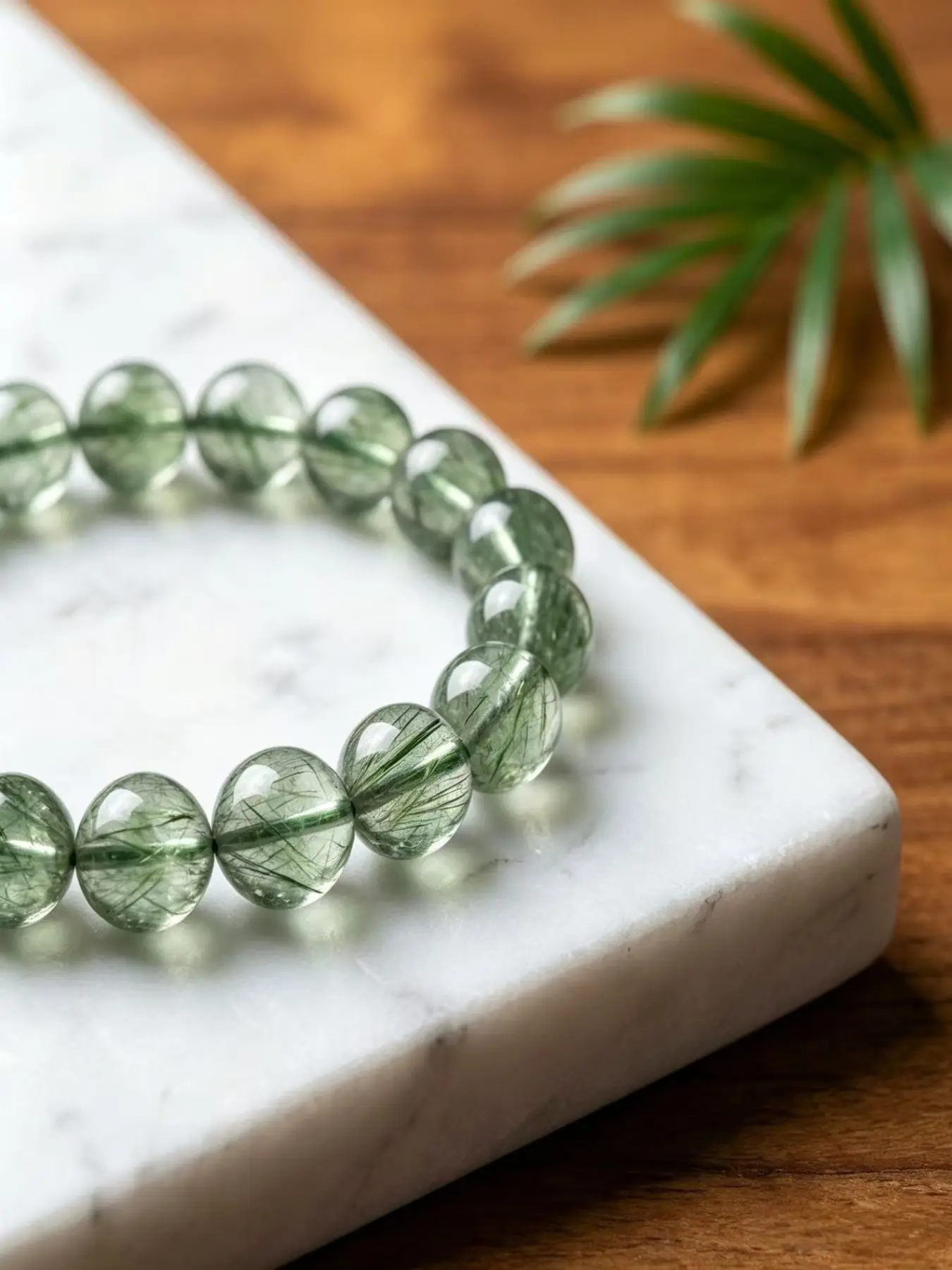 Vitality Energy Rutilated Quartz Crystal Beaded Bracelet, Natural Stone Jewelry, Healing & Wellness Accessory, Unique Gift Idea