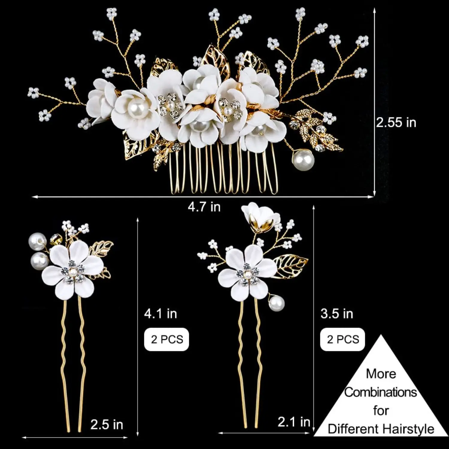 Bridal Crystal Flower Hair Clip, Wedding Prom Hair Accessory 48 Pack Wedding Hair Comb with Faux Pearl and Crystal  main image 3