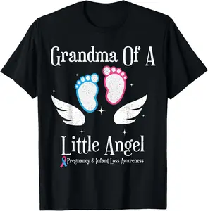 100% Cotton Unisex Grandma Of A Little Angel Pregnancy and Infant Loss t-Shirt T-Shirt