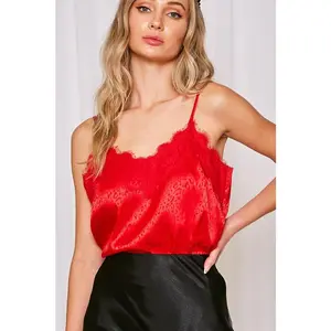 Red Leopard Jacquard Lace Cami