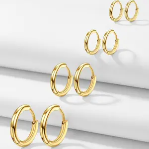 4 Pairs 316L Surgical Steel Hoop Earrings for Men & Women – Hypoallergenic Silver Hoops (8mm, 10mm, 12mm, 14mm), Ideal for Cartilage & Piercings