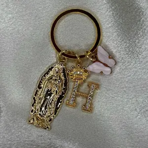Virgencita, Initial, & Butterfly Keychain