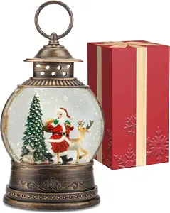 Christmas Snow Globes Christmas Decorations, Lighted Musical Snow Globes Lantern, Santa Decoration Indoor  Decor & , 6H Timer, USB/ Operated