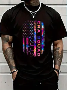 100% Cotton Cna Shirt US Flag CNA Certified Nursing Assistant T-Shirt Women's Men's Graphic Tee Crew Neck summer vacation Tops