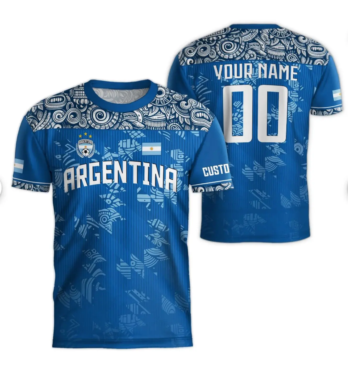Customized Argentina Soccer Jersey with Name TTS 3D All Over Print Men s Soccer Team Jersey 2025