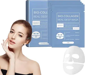 Collagen BrighteningMaskOvernight, Bio-Collagen TrueDeep Mask Deep Mask, Pure CollagenMask, Deep Moisturizing FirmingOvernight Hydrogel Mask（1Box of 5 pcs)