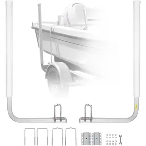 VEVOR Boat Trailer Guide, 27.6"-60″Trailer Guide Poles, 2PCS High-Hardness Steel Trailer Guide-Ons, Trailer Guides with PVC Pipes, for Ski Boat, Fishing Boat or Sailboat Trailer