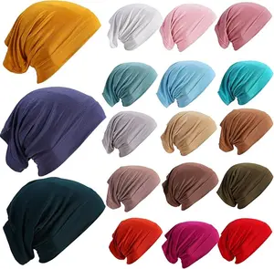 JanPan 18 Pcs Hijab Undercap Scarf Hijab Cap Unisex Dreadlock Cap Turbans Women Stretch Under Caps Solid Color Hijab Cap