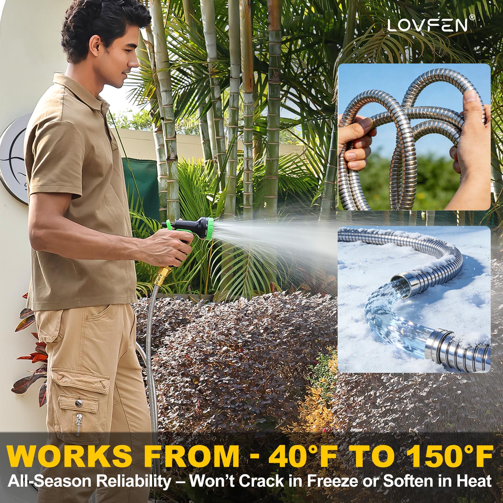 75FT Hose With 10 Function Nozzle, No-Kink, Tough & Flexible, Sturdy and Lightweight, Rust Proof for Yard, Outdoor, RV